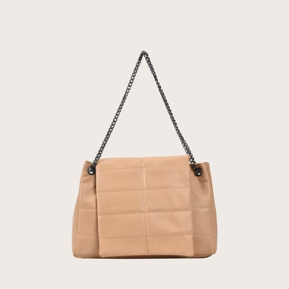 

Quilted Chain Tote Bag, Khaki