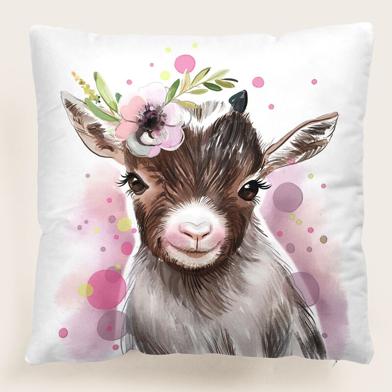 

Sheep & Floral Cushion Cover Without Filler, Multicolor