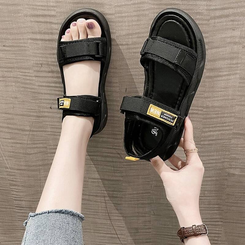 

Velcro Strap Sport Sandals, Black