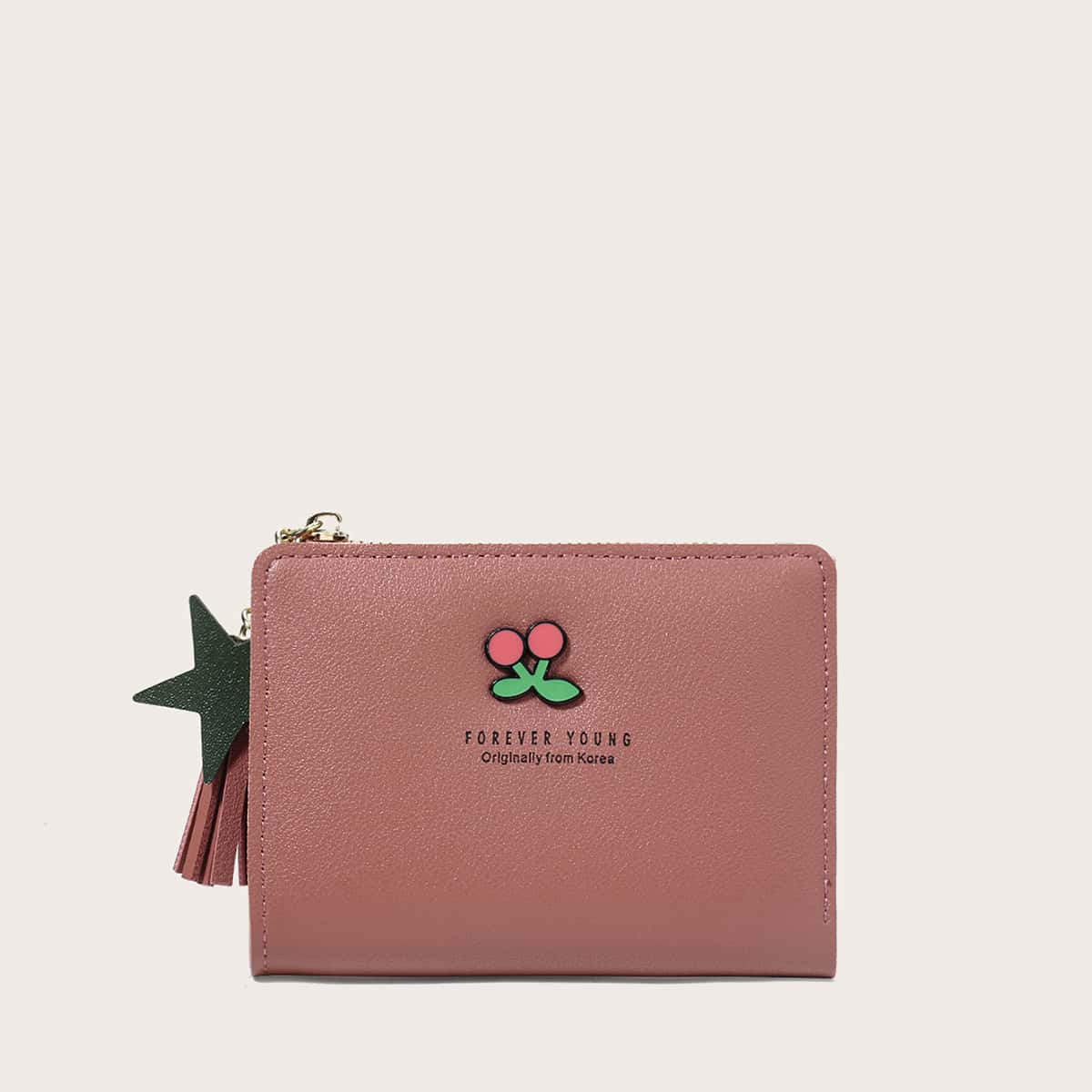 

Star & Tassel Zip Purse, Dusty pink