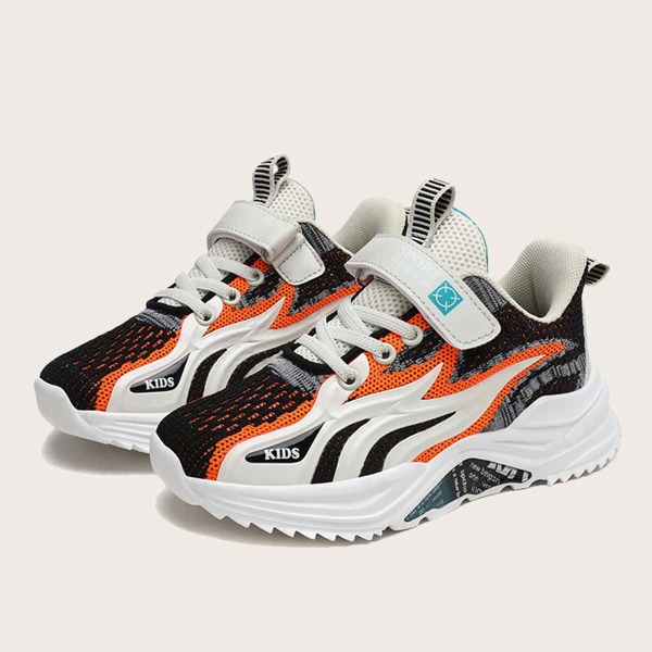 

Boys Fire Graphic Knit Sneakers, Beige