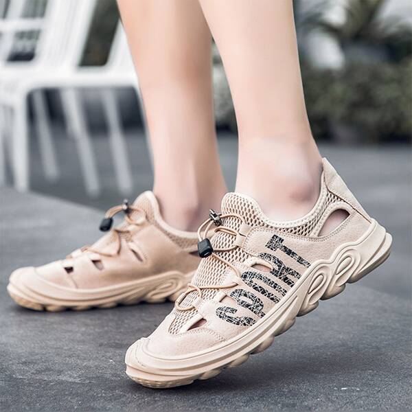 

Men Drawstring Front Mesh Sandals, Khaki