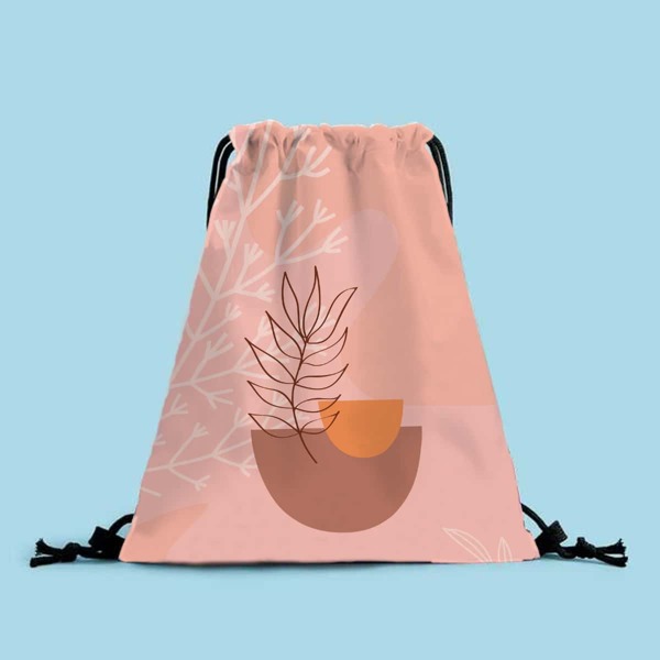 

Leaf Graphic Drawstring Backpack, Pink