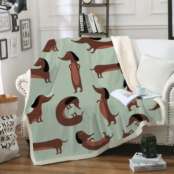 

Cartoon Dog Print Blanket, Multicolor