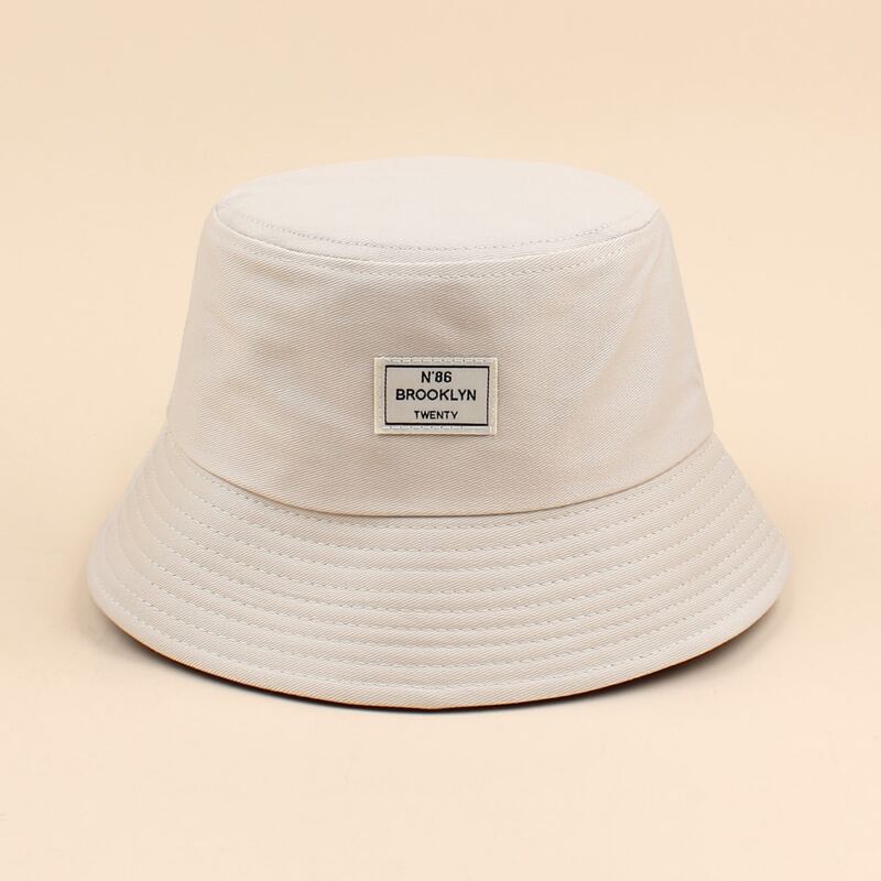 

Letter Graphic Label Bucket Hat, Beige
