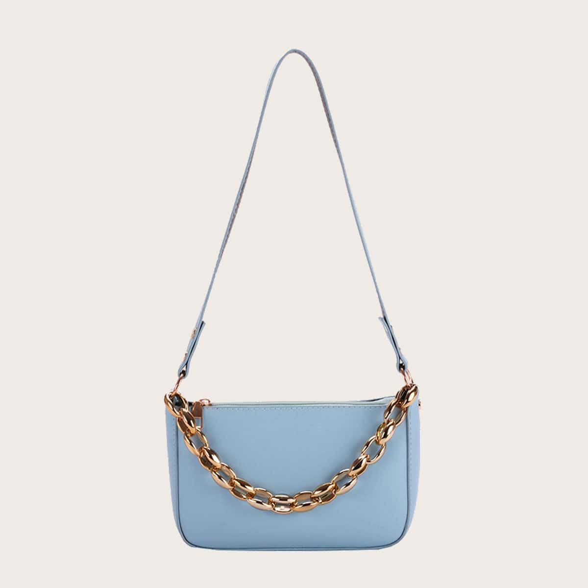 

Solid Chain Satchel Bag, Baby blue