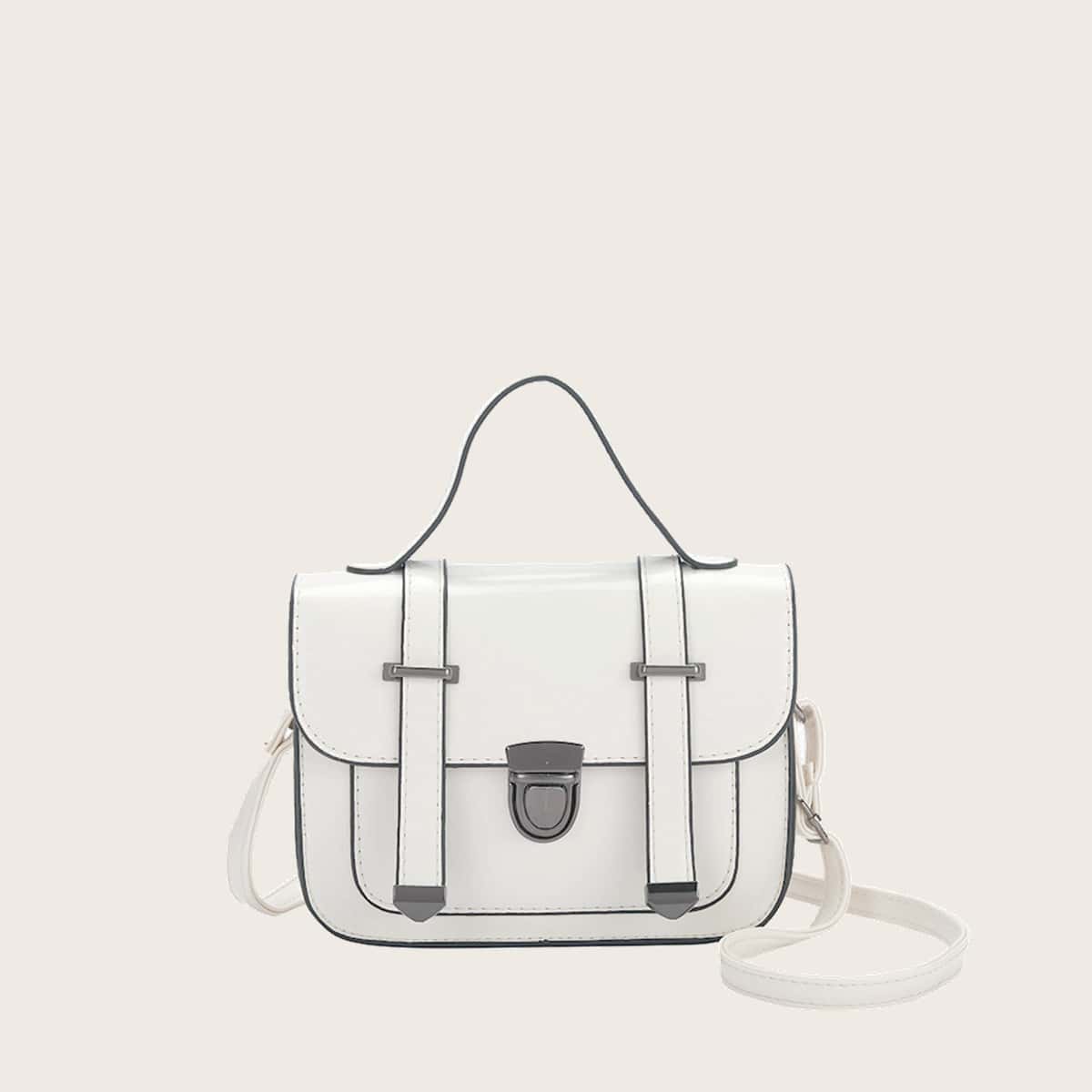 

Solid Satchel Bag, White
