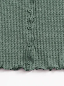 SHEIN EZwear Áo thun Plus size Xù nhỏ màu trơn Giải trí - Màu xanh chanh - Xem 3