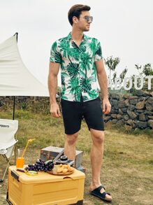Manfinity RSRT Hombres Camisa con estampado tropical con botón - Multicolor - Ver 3