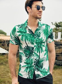 Manfinity RSRT Hombres Camisa con estampado tropical con botón - Multicolor - Ver 5