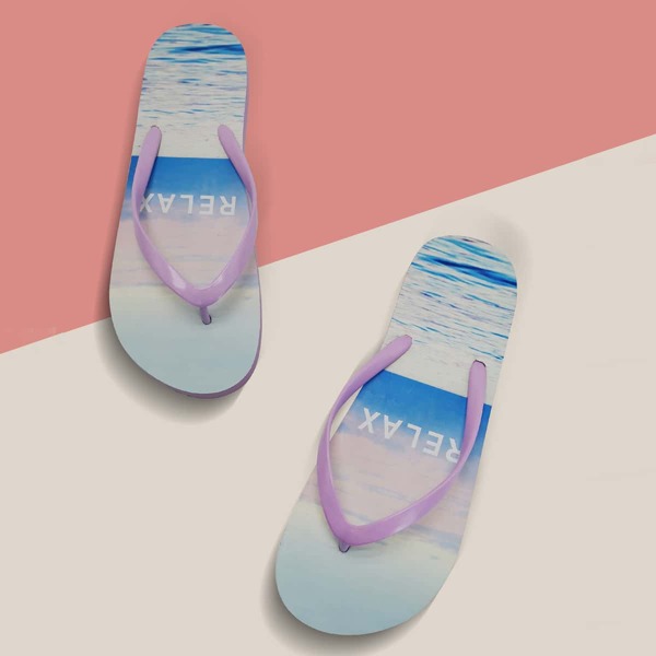 

Letter Graphic Flip Flops, Mauve purple