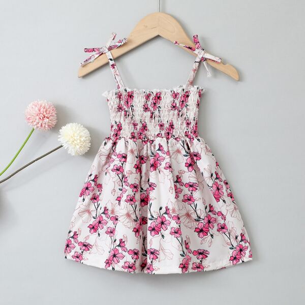 

Baby Girl Allover Floral Shirred Knot Cami Dress, Multicolor