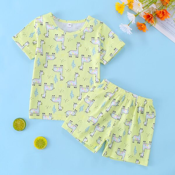 

Toddler Boys Cartoon Graphic Tee With Shorts, Multicolor