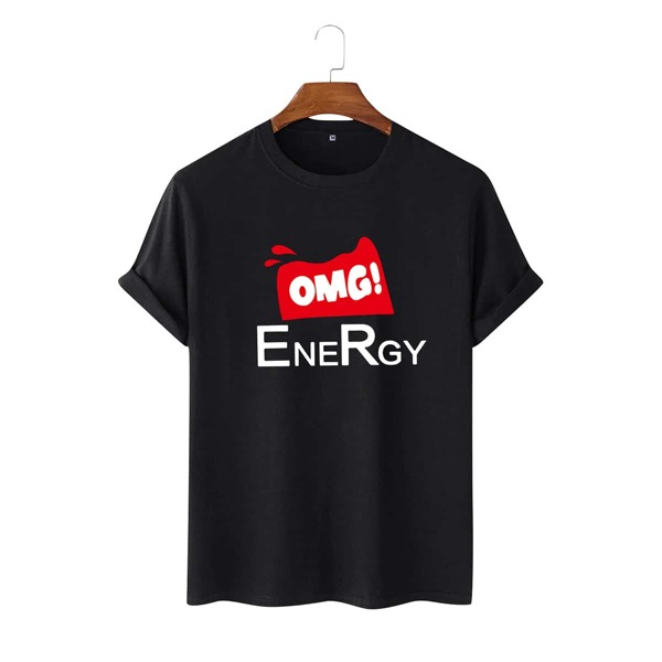

Men Slogan Graphic Crew Neck Tee, Black