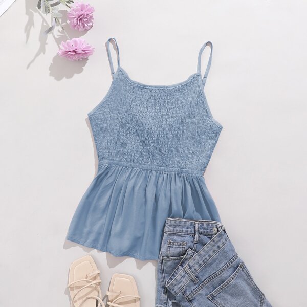 

Plus Solid Tie Back Cami Top, Baby blue