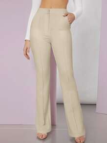 SHEIN BAE Seam Front Tailored Trousers - Khaki - View 1