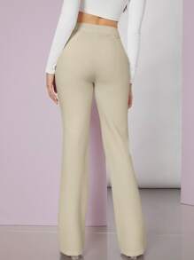 SHEIN BAE Seam Front Tailored Trousers - Khaki - View 2