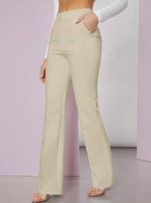 SHEIN BAE Seam Front Tailored Trousers - Khaki - View 5