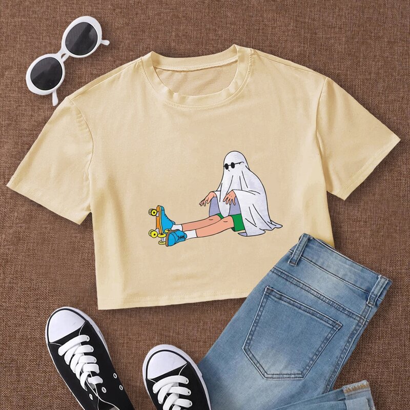 

Figure Graphic Crop Tee, Beige