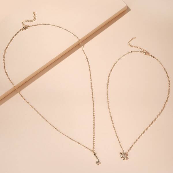 

2pcs Animal Charm Necklace, Gold