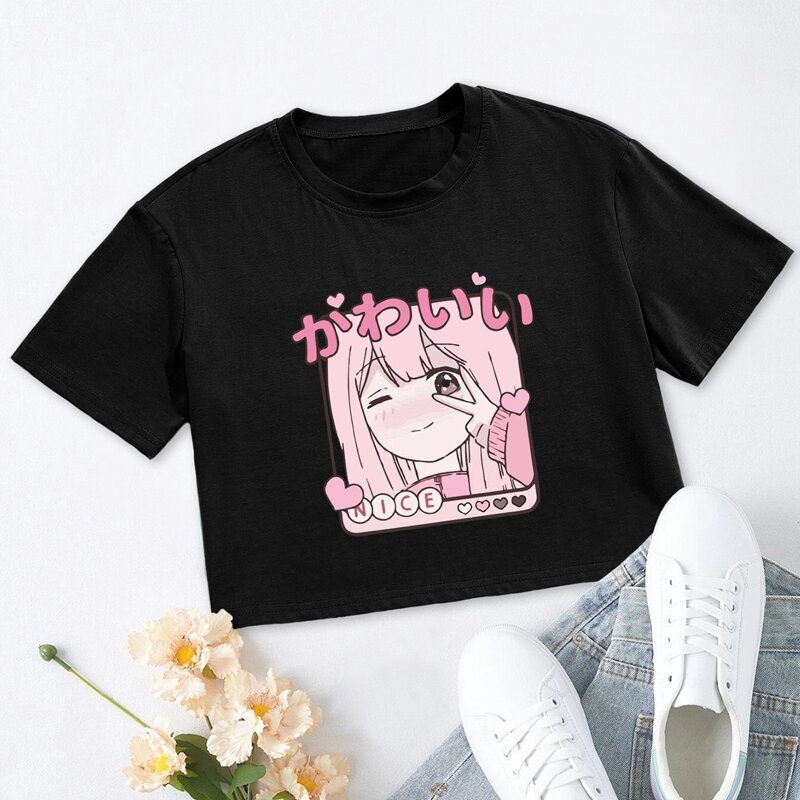 

Letter Figure Graphic Crop Tee, Black