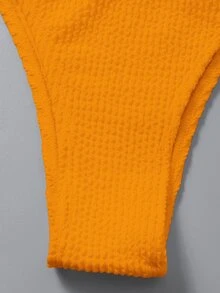 Conjunto de bikini de tanga con textura para vacaciones de verano en la playa - Amarillo - Ver 4