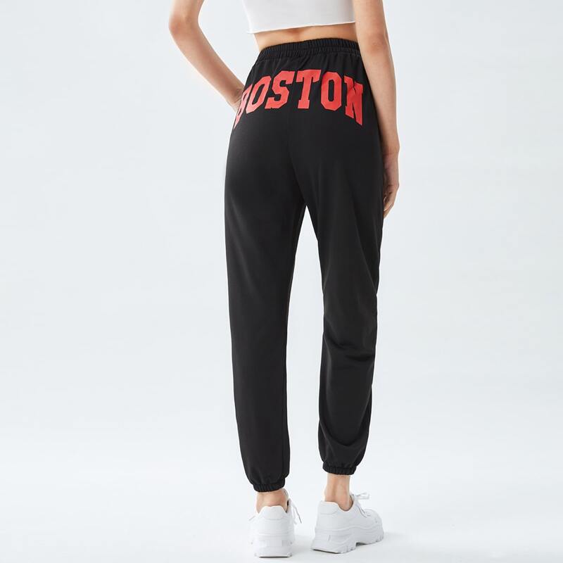 

Letter Print Back Sweatpants, Black