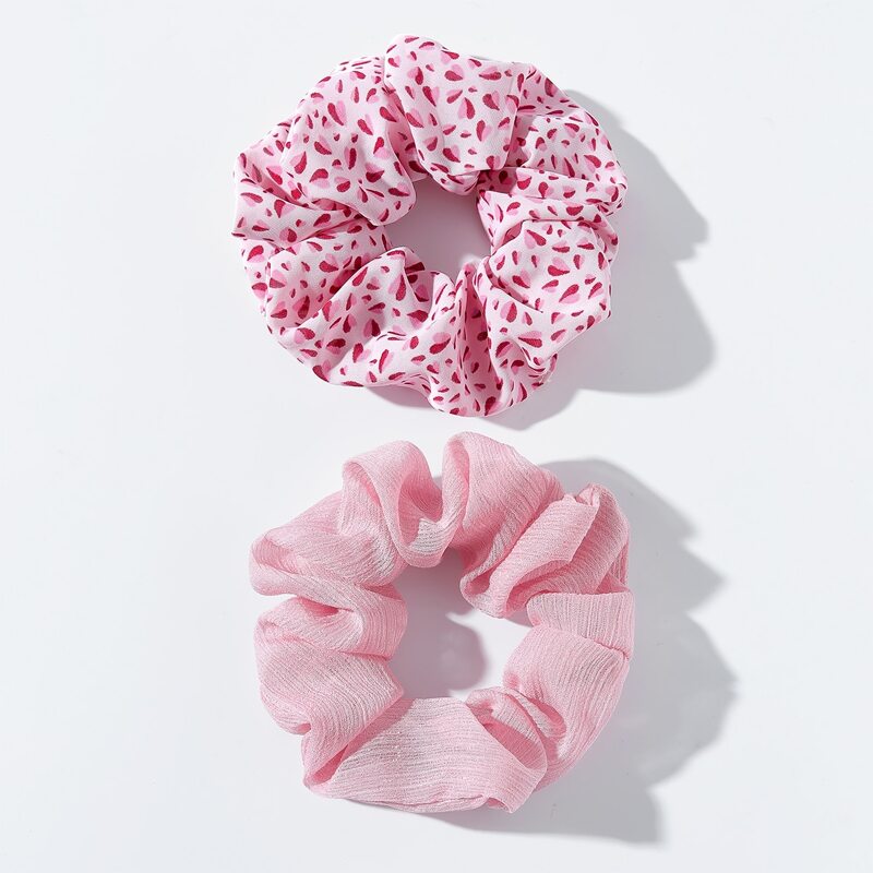 

2pcs Graphic Scrunchies, Multicolor