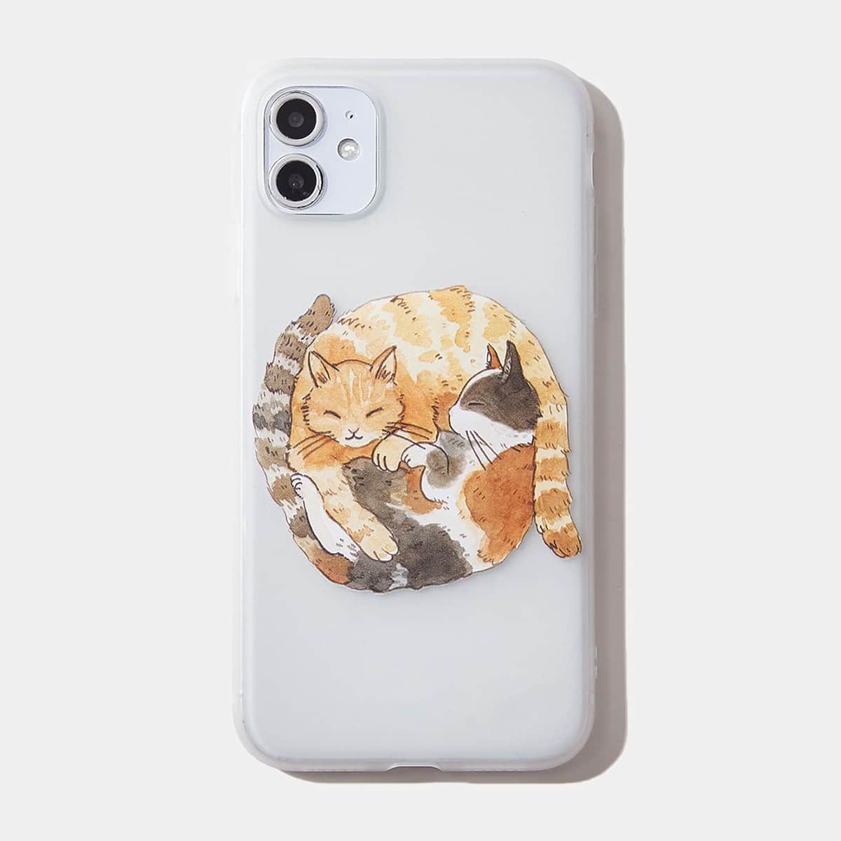 

ROMWE X Melocotonki Cat Clear Phone Case, Multicolor