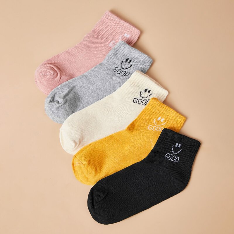 

5pairs Smile Socks, Multicolor