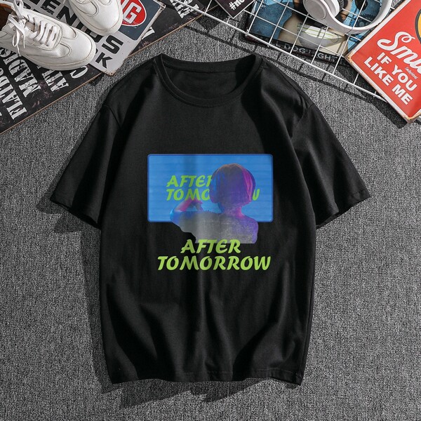 

Men Figure & Letter Graphic Tee, Black