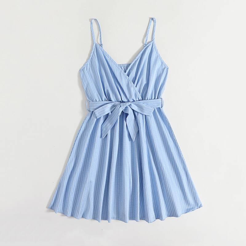 

Striped Belted Cami Dress, Blue