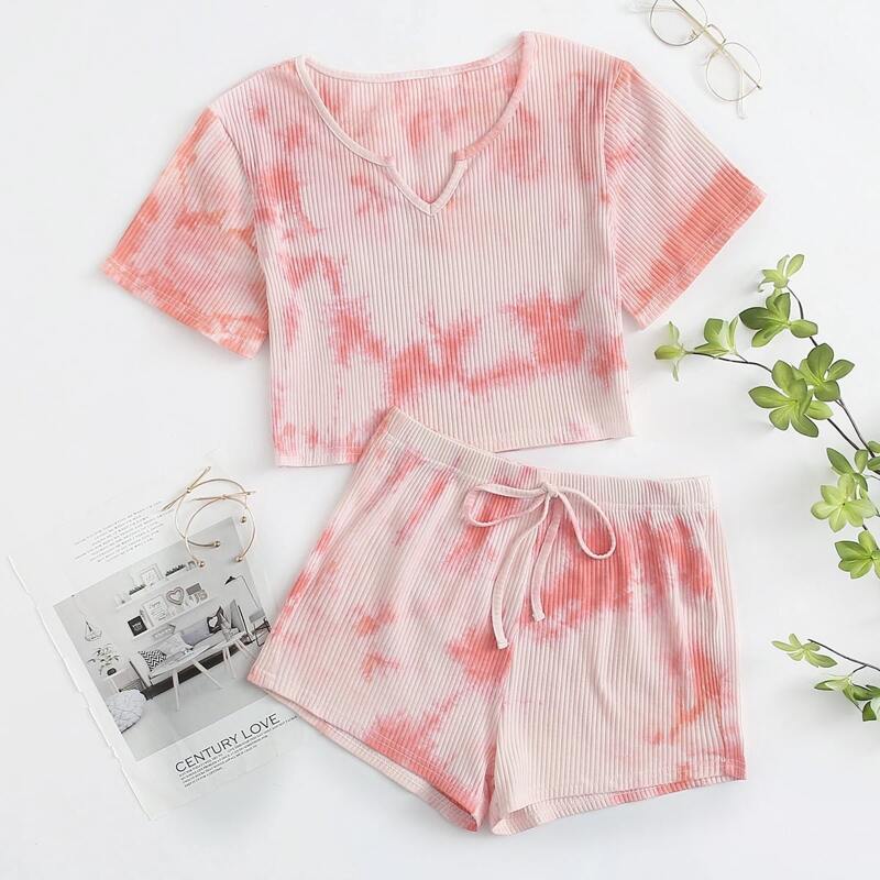 

Tie Dye Shorts PJ Set, Multicolor
