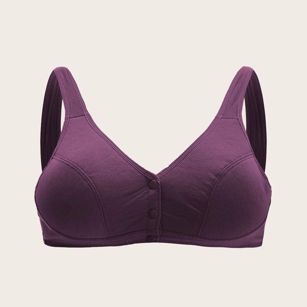 

Plus Button Front Bralette, Purple