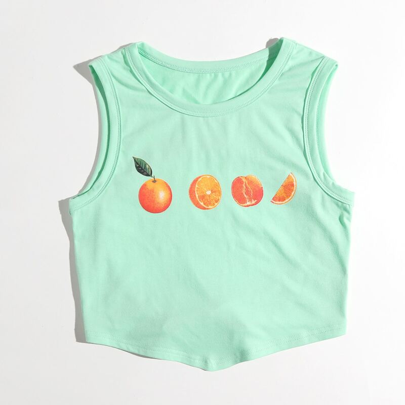 

Fruit Graphic Tank Top, Mint green