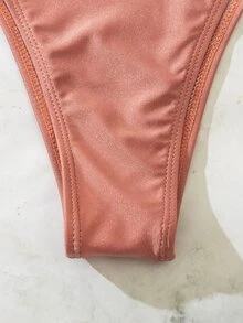 Bikini bandeau con detalle de nudo - Rosa vieja - Ver 4