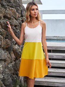 Vestido de tirantes con costura - Multicolor - Ver 6