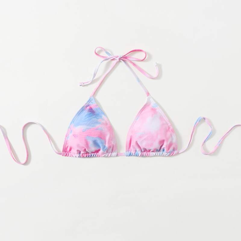 

Tie Dye Halter Triangle Bikini Top, Multicolor