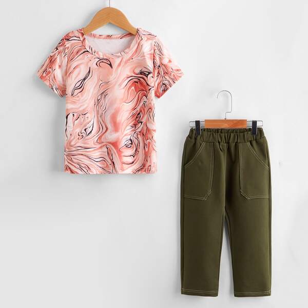 

Toddler Boys Marble Print Tee & Slant Pocket Pants, Multicolor
