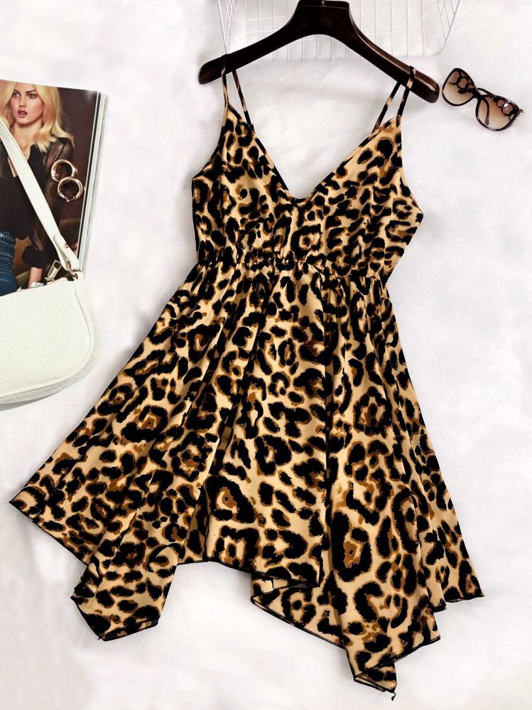 SHEIN LUNE Đầm Plus Size Bất đối xứng Báo Boho - Nhiều màu - Xem 1