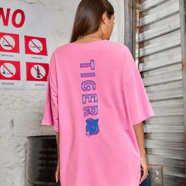 

Letter Graphic Oversized Tee, Pink