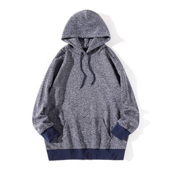 

1pc Kangaroo Pocket Drawstring Hoodie, Multicolor