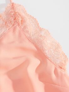 Top de tirantes con ribete de encaje - Rosa coral - Ver 4