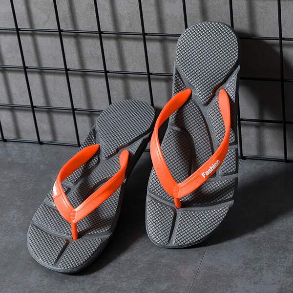 

Men Letter Graphic Flip Flops, Orange