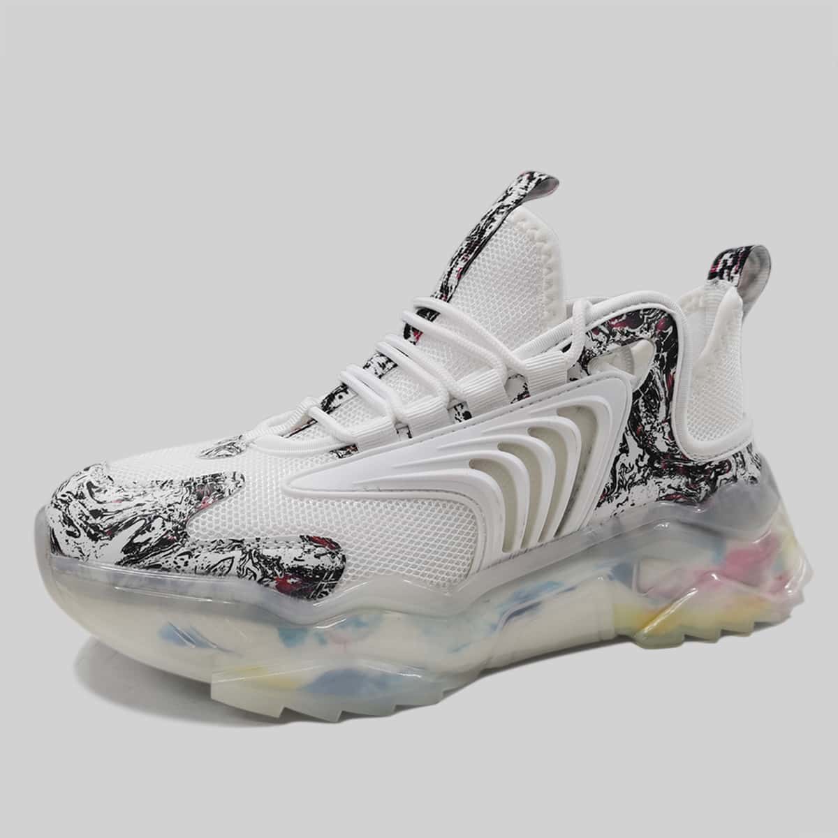 

Guys Graphic Lace-up Front Sneakers, White