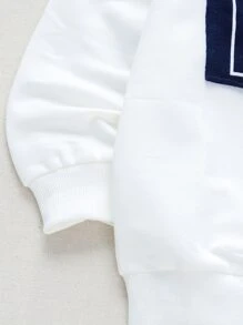 SHEIN 男童口號拼接運動衫套裝 - 藍白色 - 查看 3