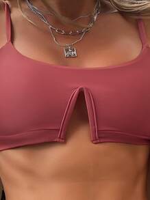 V Wired Bikini Set For Summer Beach Vacation - Burnt Orange - View 4