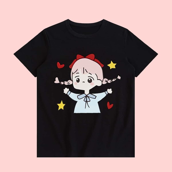 

Toddler Girls Figure And Star Graphic Tee, Black