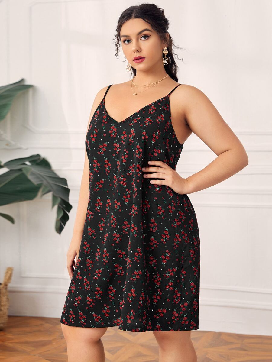 Dreamara Đầm Plus Size Hoa Giải trí - màu đen - Xem 1
