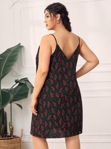 Dreamara Đầm Plus Size Hoa Giải trí - màu đen - Xem 2